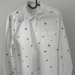 Sezane Tomboy Shirt - Embroidered Hearts